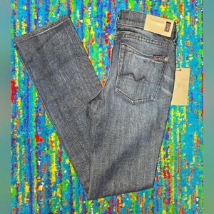 NWT Girls 7 for all Mankind size 12 Roxann classic skinny dark blue jeans‎